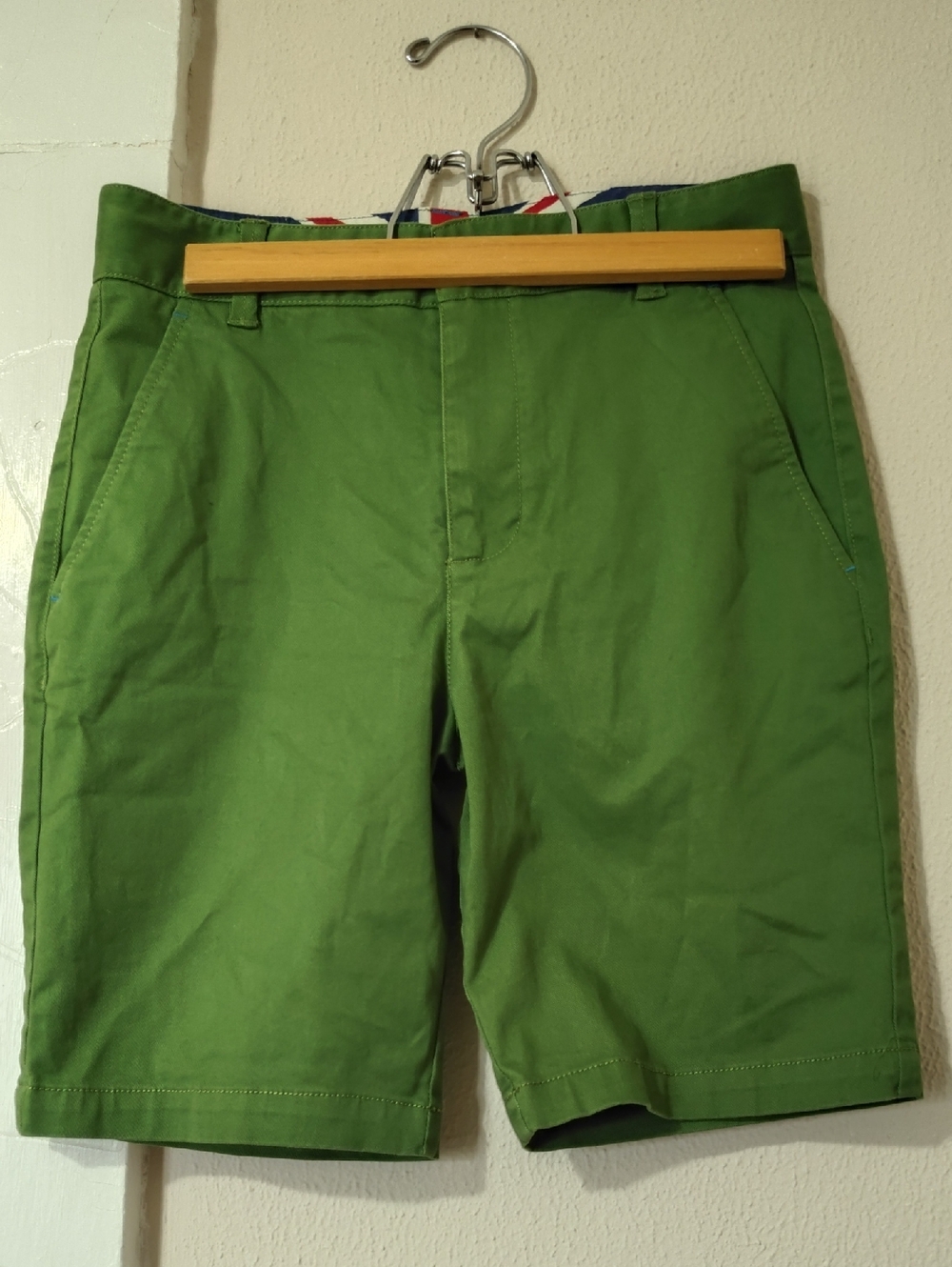 Mini Boden Bright Green Flat-Front Shorts